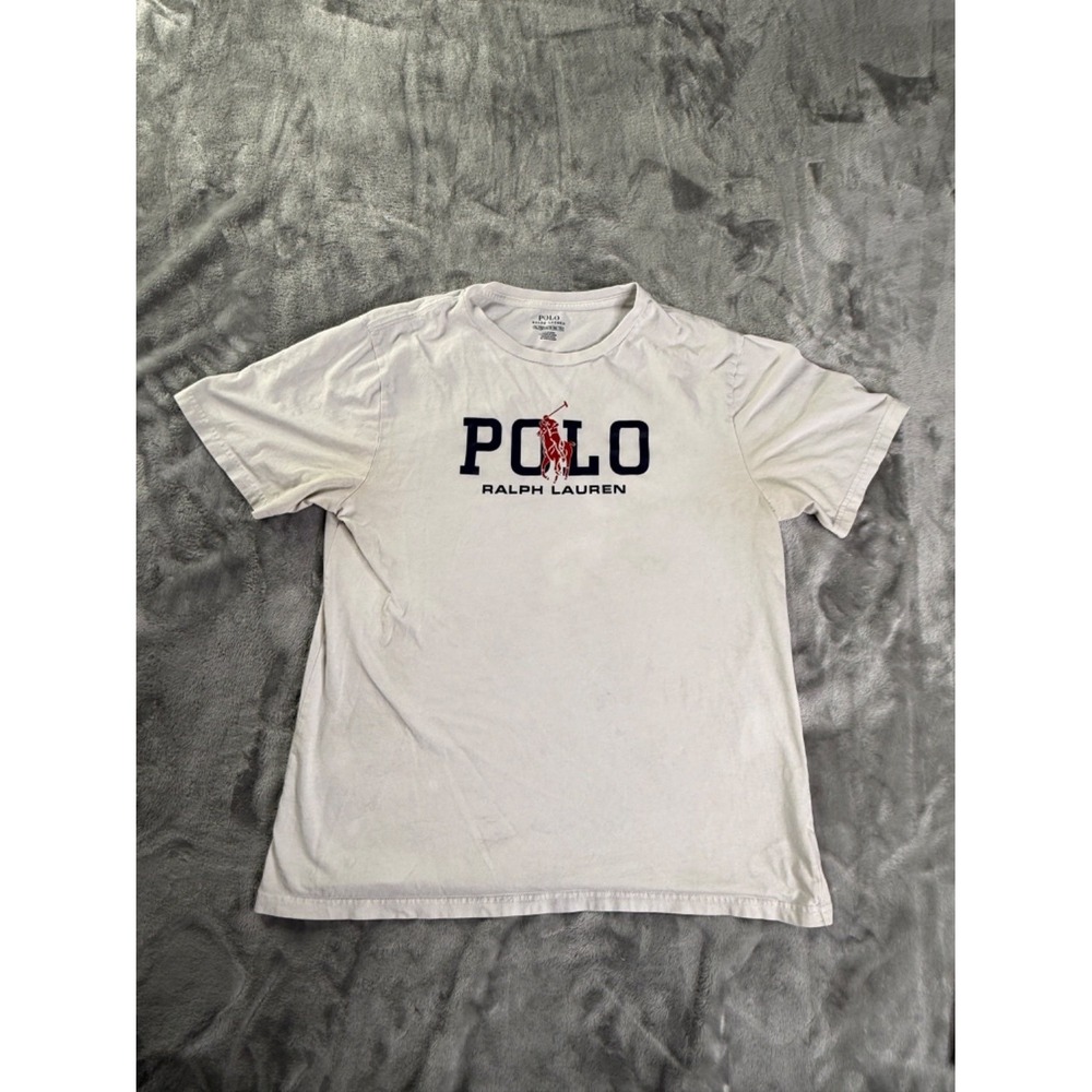 Polo Ralph Lauren T-Shirt Big Pony Boys 18-20 XL White Graphic Logo Big Pony